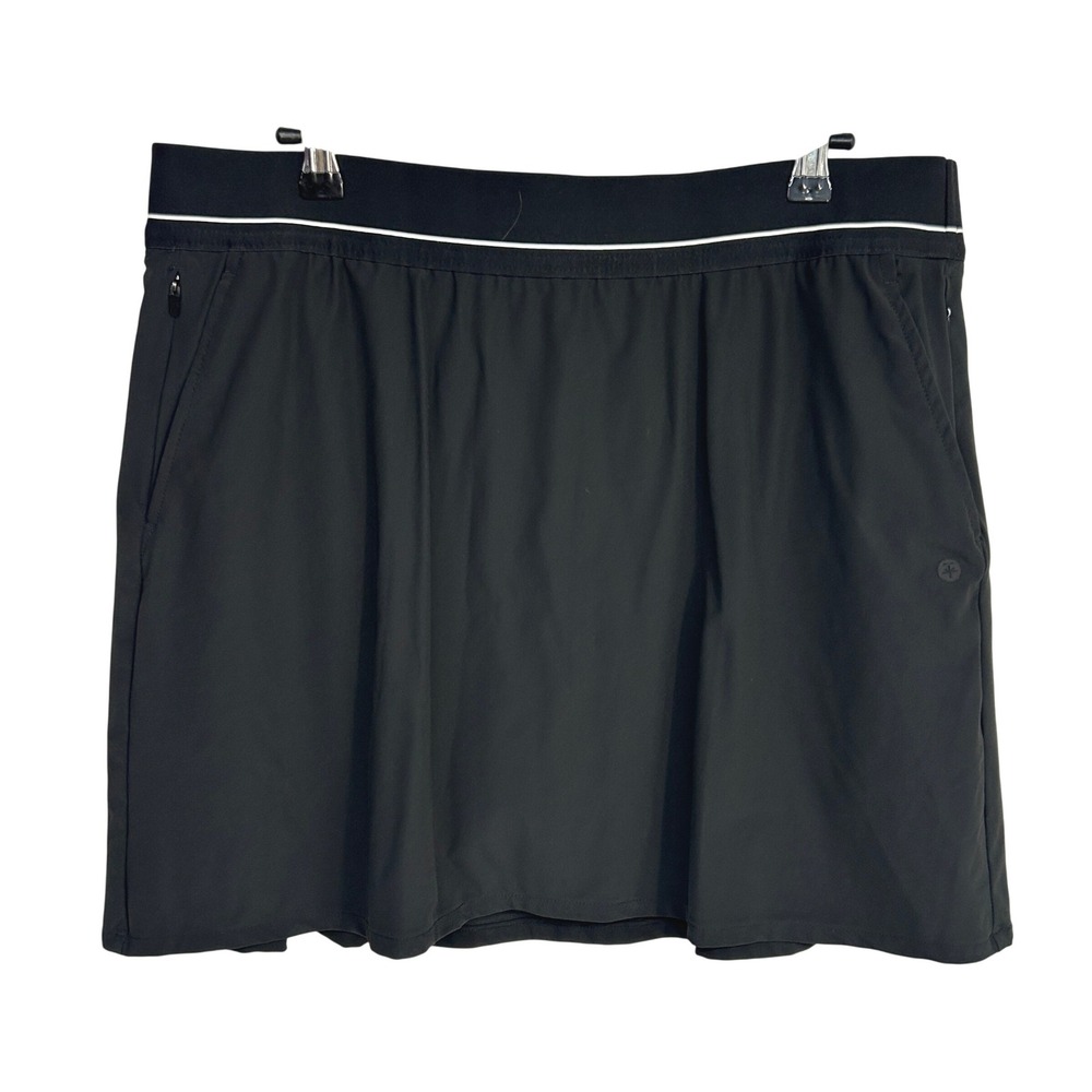Black Athletic Skort Built In Shorts Zip Pocket XL Golf Tennis‎ Pickleball